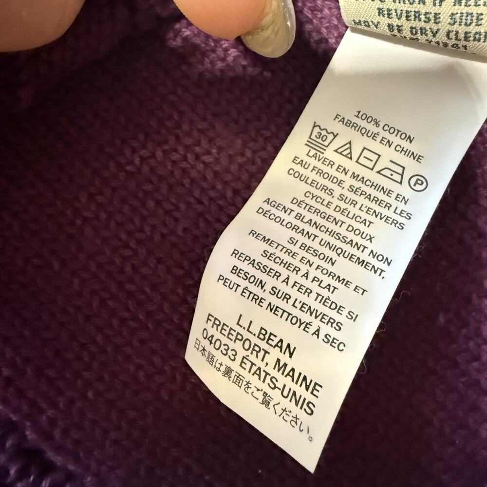 LL Bean Womens Cotton Cable Knit Tennis Prep Sweater Sz L P Classic Fisherman - Picture 6 of 9